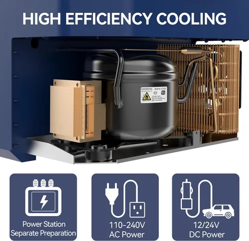 Miniatura 7 de Megiu Refrigerador portátil de 12 V de 12 V de 32 cuartos de galón de 12 voltios congelador compresor enfriador 12V/24V DC 110 ~ 240 V CA para Azul