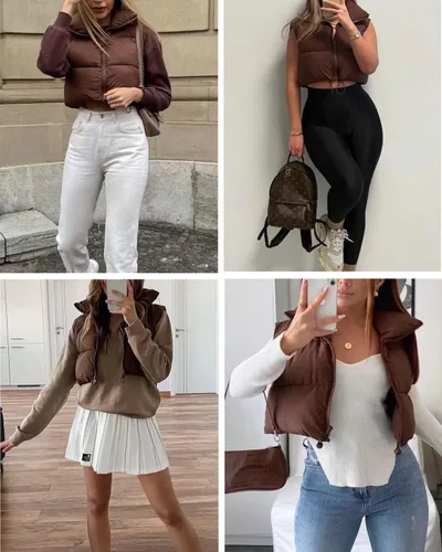 Miniatura 6 de Shiyifa Chaqueta acolchada con cremallera y cuello alto para mujer