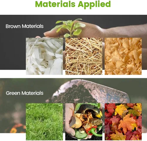 Miniatura 5 de Contenedor de compostaje estático de gran capacidad de 80 galones (300 litros), compostador de residuos verde bosque para exteriores con escotilla