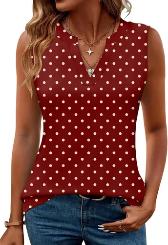 Miniatura 19 de Romanstii Camisas sin mangas para mujer, estilo casual, de verano, cuello en V, blusas elegantes, túnica