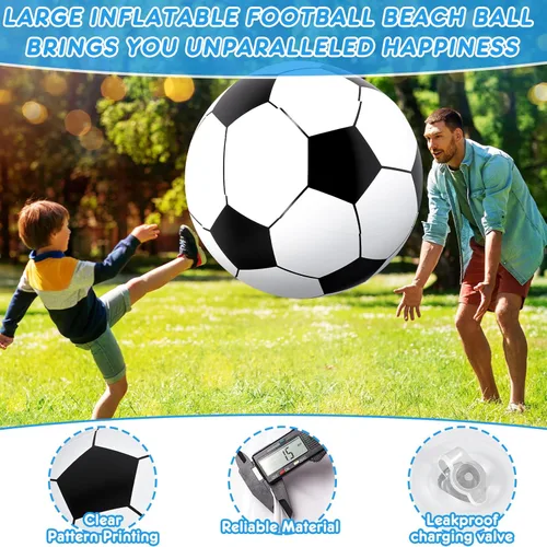 Miniatura 3 de Lewtemi 2 unidades de fútbol y baloncesto inflables gigantes de 40 pulgadas, bolas de playa inflables grandes, globos de gran tamaño para fiesta