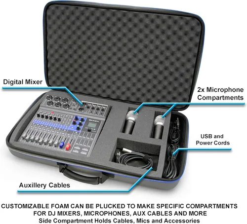 Miniatura 3 de CASEMATIX Estuche mezclador de equipo de música compatible con Zoom LiveTrak L-8 Podcast Mixer o PodTrak P8 grabadora y accesorios de micrófono