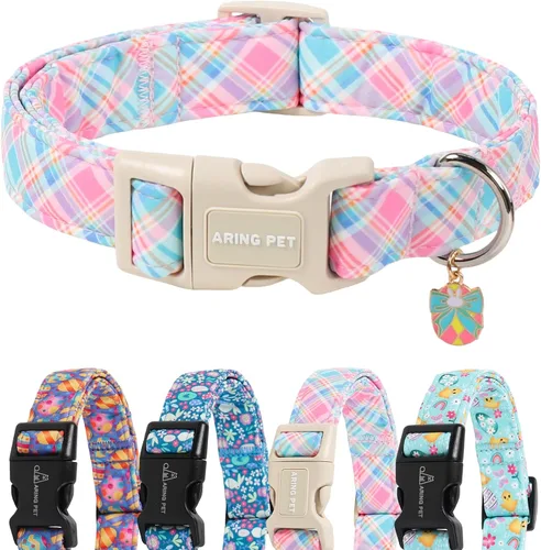 Miniatura 14 de Aring Pet Collar de algodón, ligero y ajustable, con hebilla de liberación rápida para perros pequeños, medianos y grandes, para cachorros, S