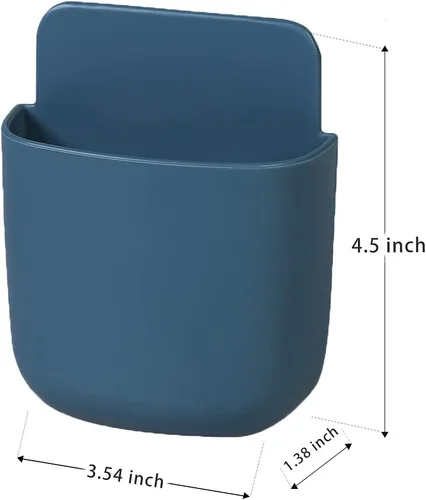 Miniatura 5 de Paquete de 3 soportes para control remoto de montaje en pared, organizador de carga de teléfono sin agujeros, contenedores de almacenamiento de Azul