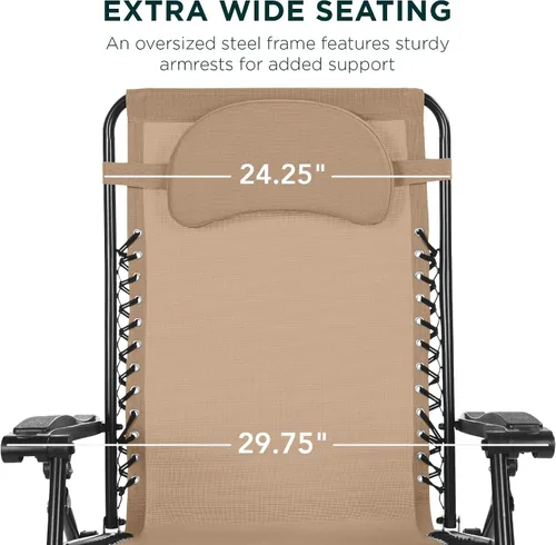 Miniatura 3 de Best Choice Products - Silla de gravedad cero de gran tamaño Canela