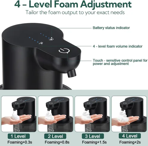 Miniatura 2 de Paquete de 2 dispensadores automáticos de jabón, dispensador automático de jabón espumoso sin contacto, dispensador eléctrico montado en la pared