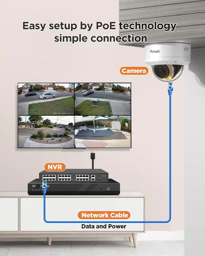 Miniatura 2 de Sistema de cámara de seguridad de 32 canales, 20 cámaras domo IP PoE con cable de 5 MP con cable IK10 a prueba de vandalismo para exteriores