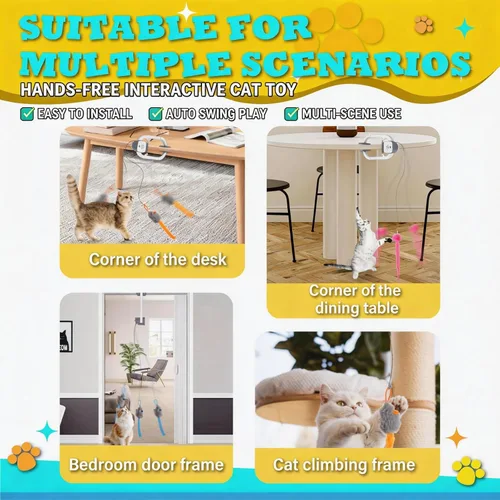 Miniatura 7 de Juguete interactivo para gatos, juguete eléctrico recargable para gatos, juguete para gatos con puerta colgante, 2 modos de movimiento