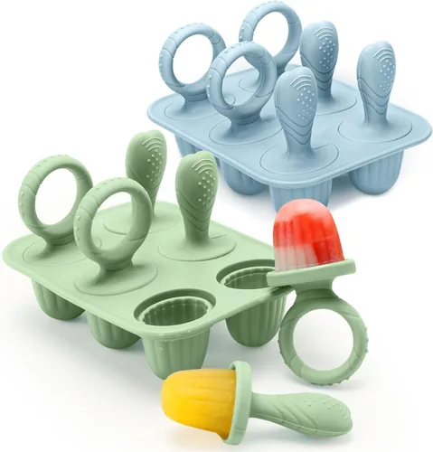 Miniatura 8 de Moldes de paletas de silicona para bebés con palitos, moldes mini para paletas de bebés moldes para paletas de leche materna para alivio del dolor
