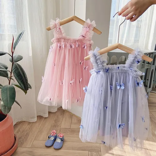 Miniatura 7 de Miipat Vestido de tul sin mangas para niñas pequeñas, vestido de tutú de mariposa floral para niñas pequeñas, vestidos de princesa para fiesta