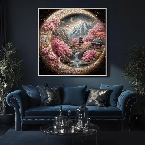 Miniatura 6 de Hermosos rompecabezas de paisaje de flores para adultos, 1000 piezas de naturaleza, bonito puente de luna floral, rompecabezas artístico, imposible