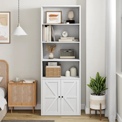 Miniatura 5 de IDEALHOUSE Estantería industrial con puertas de 11.8 pulgadas de profundidad, estantes de almacenamiento de 71.4 pulgadas de alto, estanterías