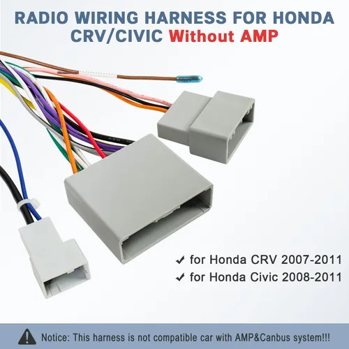 Miniatura 2 de Reemplazo del arnés de cableado estéreo de radio para Honda CRV 2007-2011 y Honda Civic 2008-2011 sin AMP, cable de altavoz de radio de coche ISO