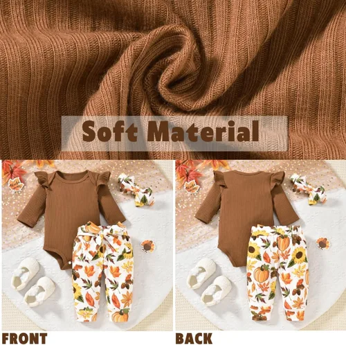 Miniatura 47 de Aalizzwell Conjunto de mameluco acanalado para bebé recién nacido prematuro para otoño e invierno