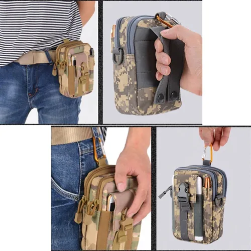 Miniatura 9 de Deporte al aire libre Hombres Mujeres Riñonera Bolsa de cinturón Bolsa de bicicleta Bolsa táctica Caza Muslo Bolsa Nylon Teléfono Cartera (Negro)