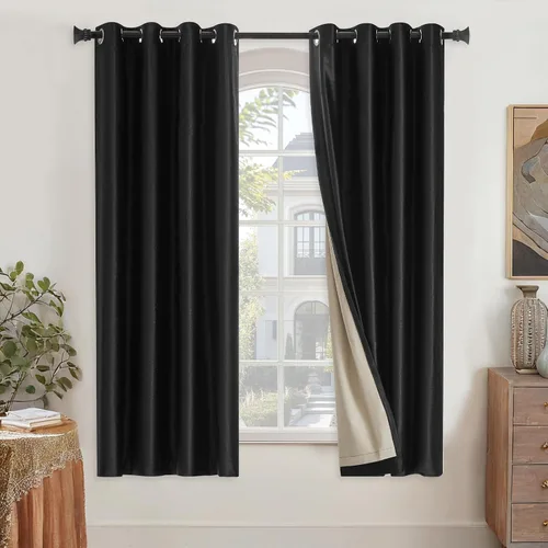 Miniatura 32 de GIGIZAZA Cortinas de terciopelo 100% opacas de 72 pulgadas, 2 paneles, cortinas negras para ventana, con aislamiento térmico, cortina de lujo