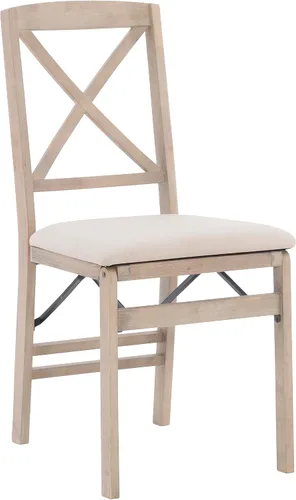 Miniatura 11 de Keira Silla plegable de madera gris lavado con asiento tapizado beige y respaldo clásico de madera X por Linon