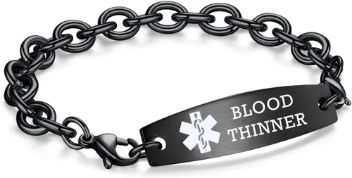 Miniatura 39 de LinnaLove Pulseras de identificación médica intercambiables Cadena de cable de acero inoxidable pulseras de alerta médica personalizables