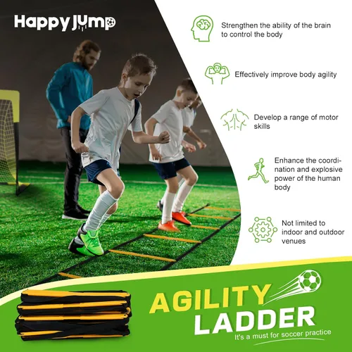 Miniatura 5 de Happy Jump Escalera de agilidad de 12 peldaños y 20 pies para entrenamiento de velocidad, equipo de entrenamiento deportivo para fútbol, juego