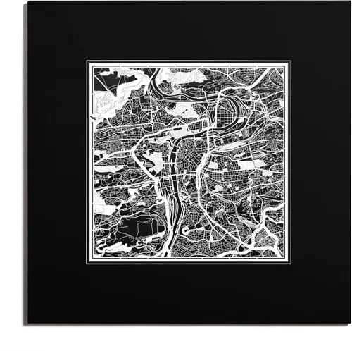 Miniatura 78 de O3 Design Studio Mapa de corte de papel Madrid negro mate de 20 x 20 pulgadas