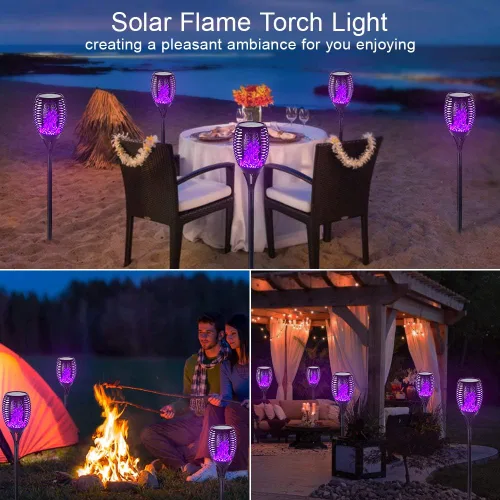 Miniatura 6 de EOYIZW Luces solares para exteriores, paquete de 4 unidades de 99 luces LED moradas de alta calidad para decoración de Halloween, luces solares IP65