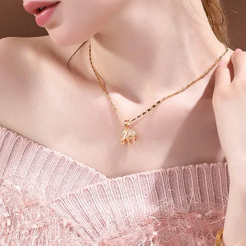 Miniatura 2 de U7 Women Girls Lucky Necklace Stainless Steel 18K Gold Plated Cute DachshundElephantPig Animal Pendant