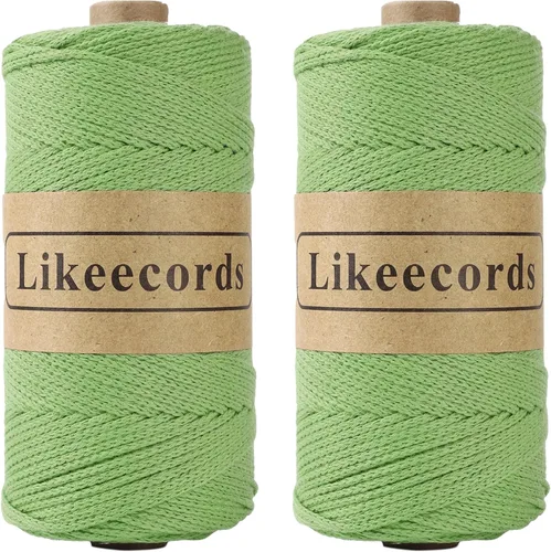 Miniatura 39 de Likeecords Cuerda de algodón 100% hilo de ganchillo de 0.079 pulgadas, cuerda trenzada de macramé, cuerda de macramé, hilo de ganchillo para regalo