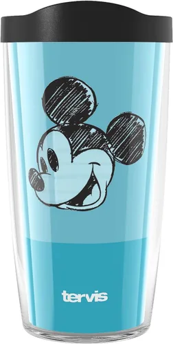 Tervis Disney Fundamentals Collection - Vaso aislado de doble pared hecho en Estados Unidos mantiene las bebidas frías y calientes, 16 onzas, Mickey