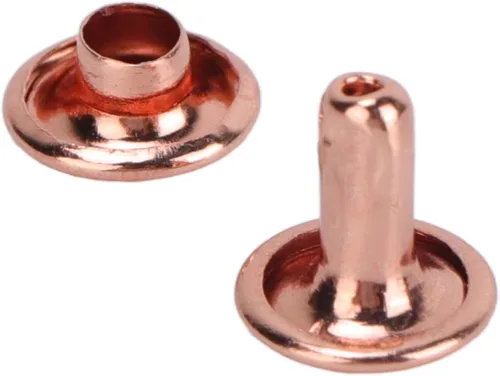 Miniatura 4 de 300 juegos de remaches de cuero, remaches de doble tapa de oro rosa, botón de metal redondo, tachuelas tubulares de metal, remaches para bolsos