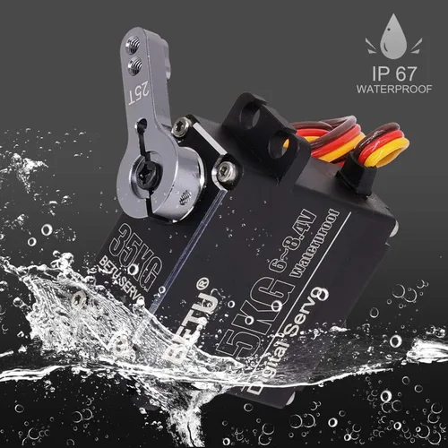 Miniatura 3 de Servo Waterpoof de 77.2 lbs, caja completa de aluminio y servo de engranajes de acero inoxidable, servo de alto par compatible con 1/6,1/8, 1/10