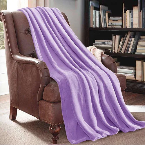 JML - Manta de tela de polar de 50 x 60 pulgadas, lujosa, suave y ligera, para la cama y el sofá Color liso violeta