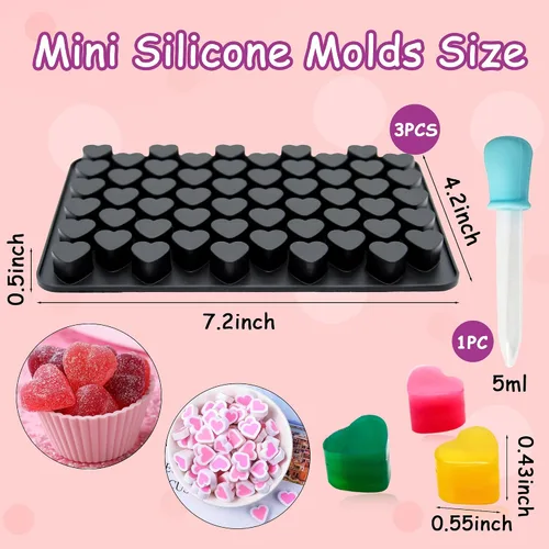 Miniatura 2 de Paquete de 3 moldes de silicona para cubitos de hielo con forma de corazón, mini molde de cera de San Valentín para hornear chocolate, gomitas