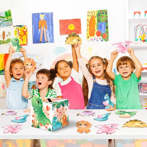 Miniatura 4 de algtpy - Caja de San Valentín con 36 tarjetas de dinosaurio de San Valentín para aula, escuela, buzón de San Valentín para intercambio, tarjetas