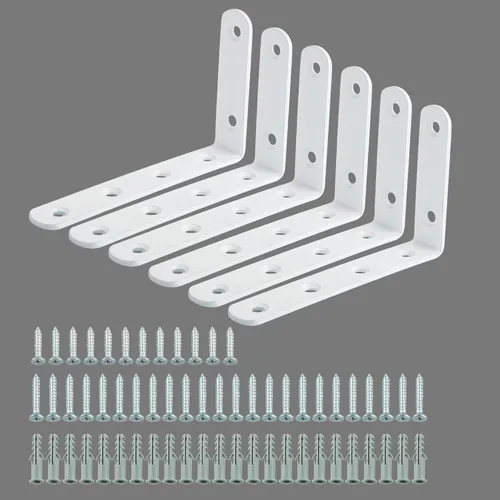 Miniatura 22 de Alise 4 soportes en L resistentes, soportes de esquina de 3.2 x 3.2 pulgadas, soportes flotantes blancos para estantes, soportes de montaje en pared