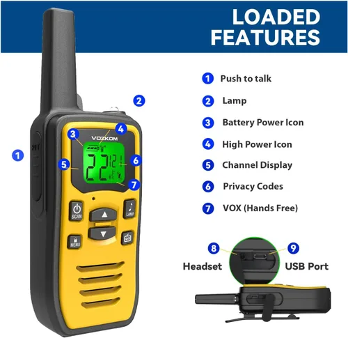 Miniatura 4 de Walkie Talkies de largo alcance para adultos, radios bidireccionales de mano, radio de emergencia de 2 vías, Walky Talky,