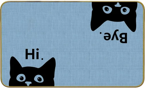 Miniatura 10 de Mingnei Hi Bye Cat Welcome Felpudo – Tapete para puerta de entrada de cocina en el hogar, divertido tapete negro para amantes de los gatos