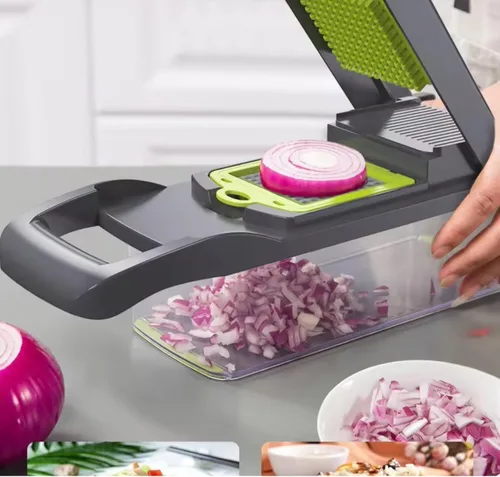 Miniatura 7 de Cortador de verduras 16 en 1 con contenedor Mandolina Cortador de verduras Cebolla Patata Fruta Alimentos Manual Gadget de cocina para cocina Acero