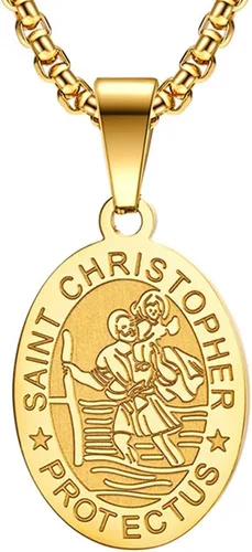 Miniatura 36 de Collar de patrón de santo, San Miguel/Virgen María/Rafael/Judá/Cristóbal/Benedicto/José/Patricio/Francisco/Florián/Tomás/Antonio, acero inoxidable