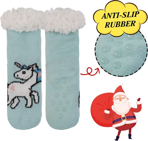 Miniatura 3 de 3 pares de calcetines tipo pantuflas para niños y niñas con forro de sherpa de invierno mullidos cálidos suaves antideslizantes