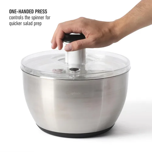 Miniatura 4 de Calphalon Aero - Molinillo de ensalada de acero inoxidable de 6.3 cuartos de galón, cuenco para lavar frutas y verduras con cesta coladora