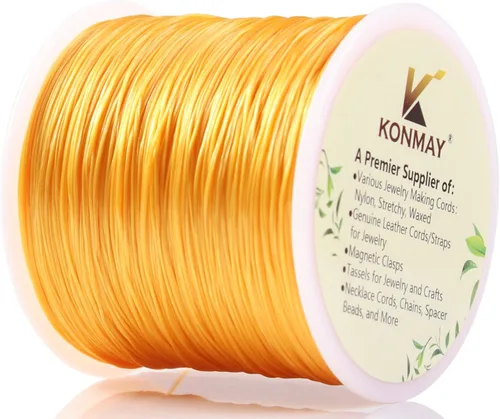 Miniatura 6 de KONMAY Cuerda elástica de elastano marrón de 0.024 in, cordón elástico suave para abalorios, 450 yardas para pulseras, collares y fabricación