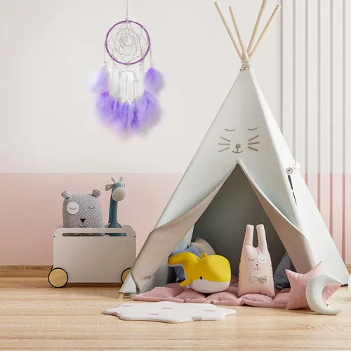 Miniatura 6 de Nice Dream - Atrapasueños con luces LED, hechos a mano para el dormitorio, para colgar en la pared, decoración del hogar, adornos, artesanías