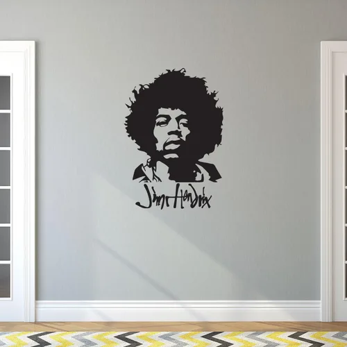 Miniatura 2 de Aurabeam Jimi Hendrix - Adhesivo decorativo de pared de 14 x 20 pulgadas, decoración de ventana, calcomanías de vinilo con letras y artistas