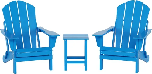Miniatura 40 de WO Home Furniture - Juego de 3 sillas plegables para exteriores, mesa auxiliar, resistente a la intemperie y a los rayos UV, para césped, jardín