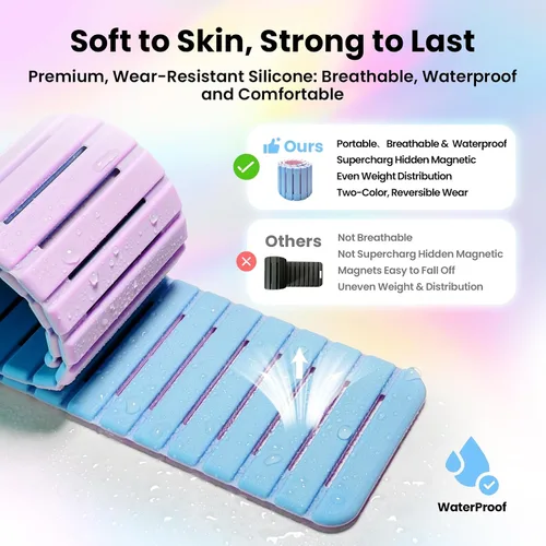 Miniatura 4 de Pesas magnéticas ocultas ajustables para tobillo y muñeca, diseño de silicona transpirable e impermeable para mujeres y hombres, ideal para fitness