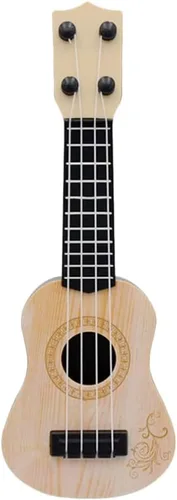 Kisangel 1 pieza de ukelele de madera para niños pequeños, guitarra clásica, instrumento musical para niños en edad preescolar (beige) 9.8 x 3.5 x