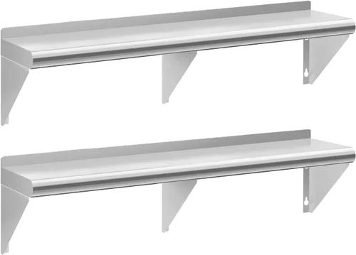 Miniatura 16 de Estante de acero inoxidable de 12 x 36 pulgadas, estantes de acero inoxidable comerciales de 300 libras para montaje en pared, estantes de metal 1
