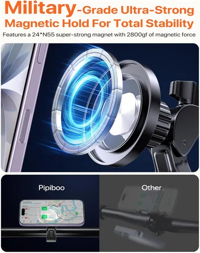 Miniatura 3 de Soporte magnético para teléfono: [imán de 24 x N55] Accesorios giratorios para manubrio MagSafe para cochecito, pelotón, volante, carrito de empuje