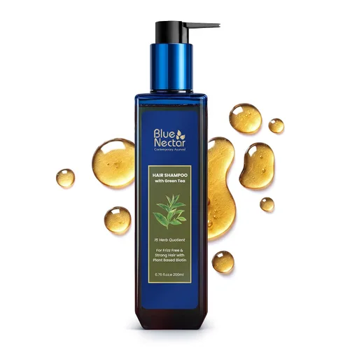 Blue Nectar Champú antiencrespamiento para cabello seco y encrespado | Champú de biotina natural para mujeres y hombres (15 hierbas, 6.76 onzas