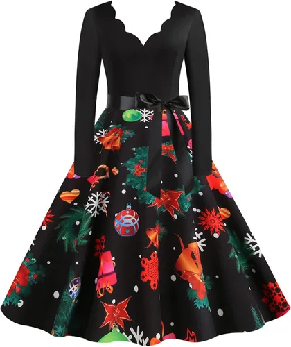 Ropa de otoño para mujer 2022, vestido vintage de manga larga de Navidad de los años 50, vestido de fiesta de noche de fiesta de graduación